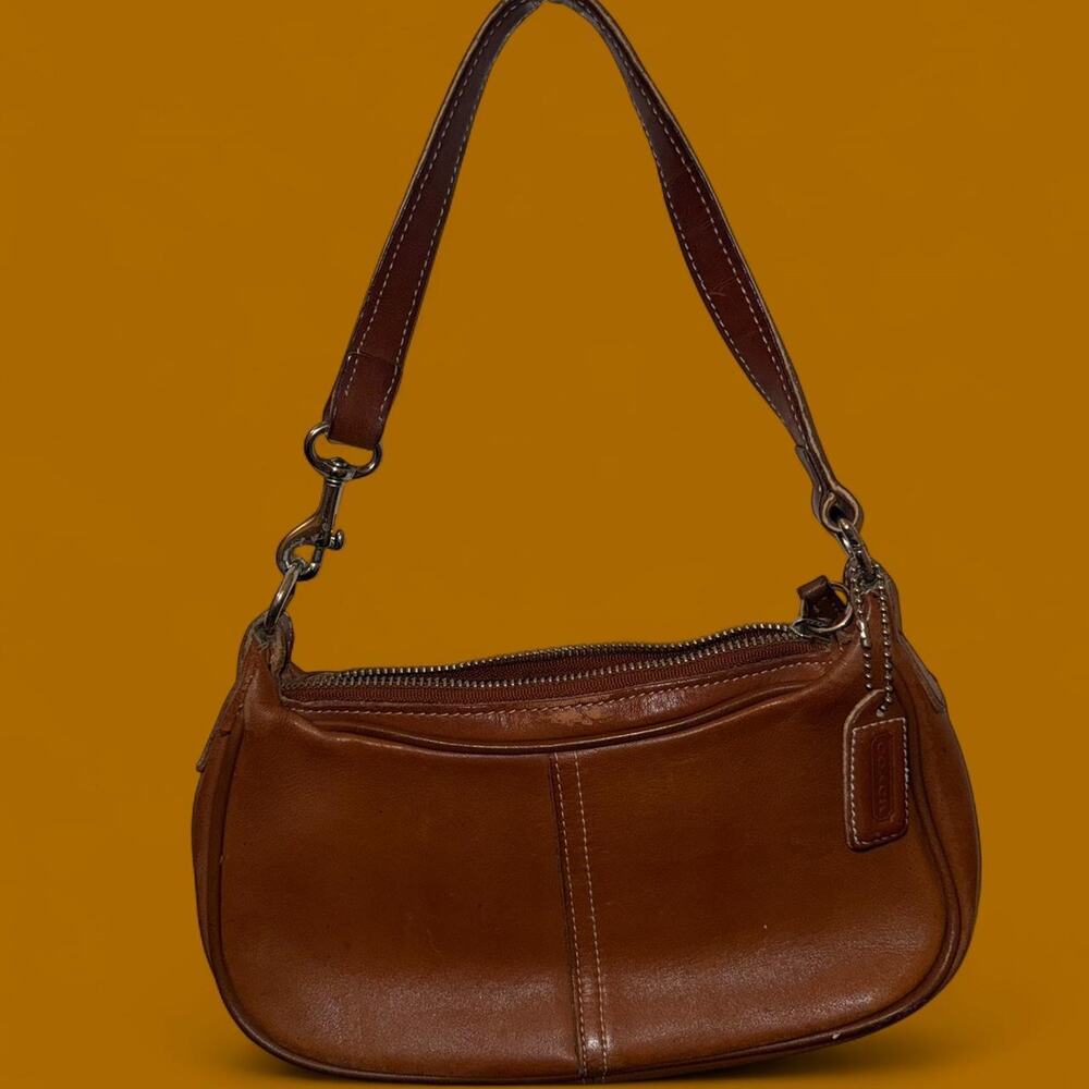 Brown leather coach shoulder bag